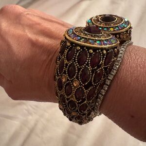 Luxurious Gold and Purple Statement Bracelet